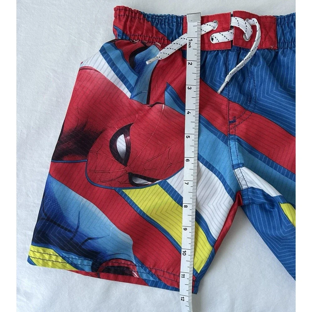 NWOT Boys Marvel SpiderMan Swim Trunks Size XS Blue Red Elastic Drawstring Line